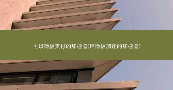可以微信支付的加速器(给微信加速的加速器)